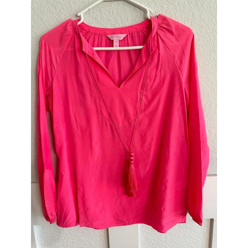 Lilly Pulitzer Saria Xxs Pink Silk Flamingo Pink